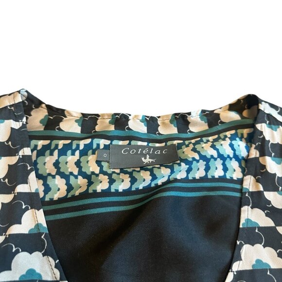 Cotelac Fun Print Fit N Flare Dress Sleeveless Shift Satin Bohemian Size 6 Women - Picture 3 of 12